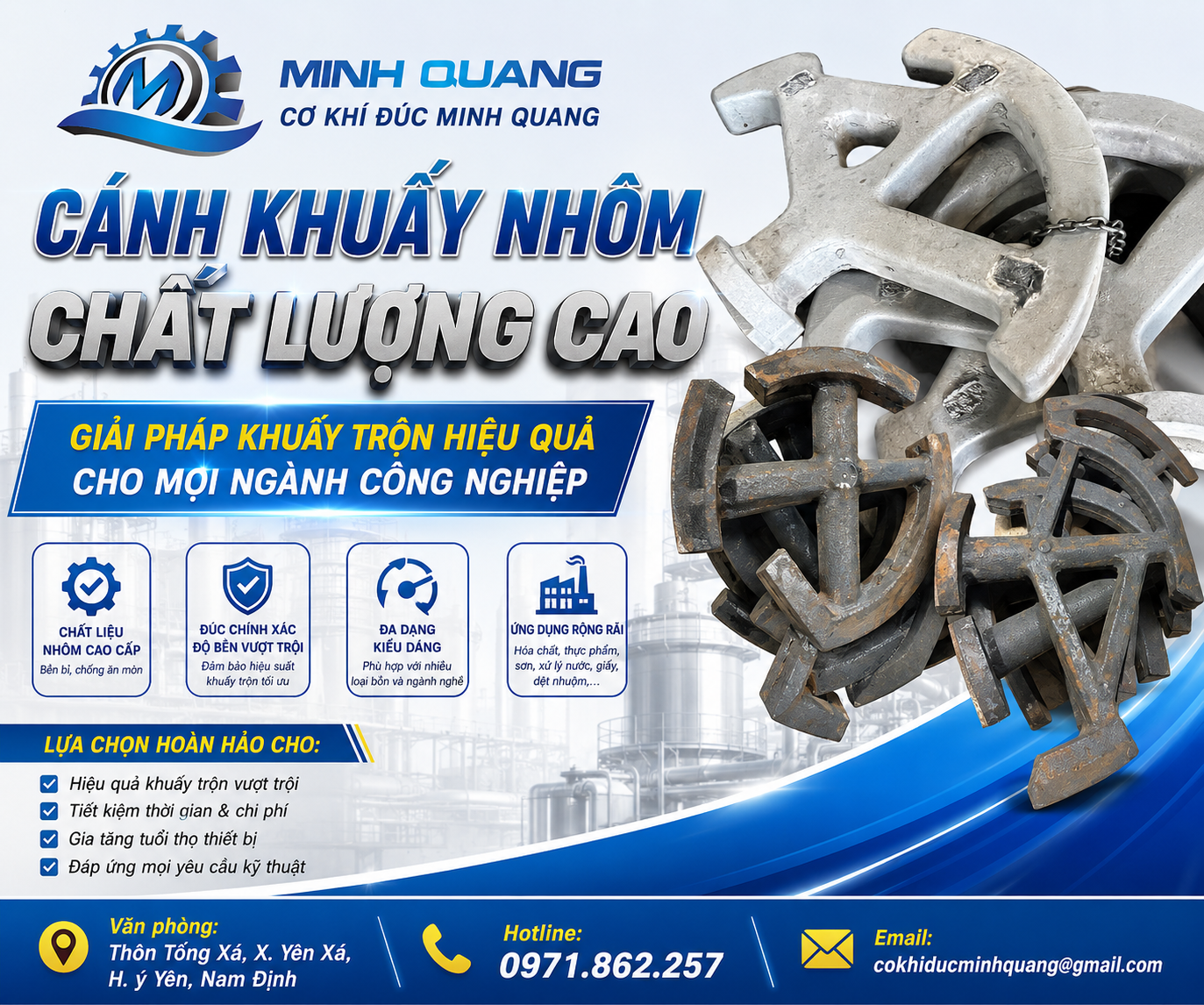 CÁNH KHUẤY NHÔM – GIẢI PHÁP KHUẤY TRỘN TỐI ƯU CHO DOANH NGHIỆP SẢN XUẤT HIỆN ĐẠI